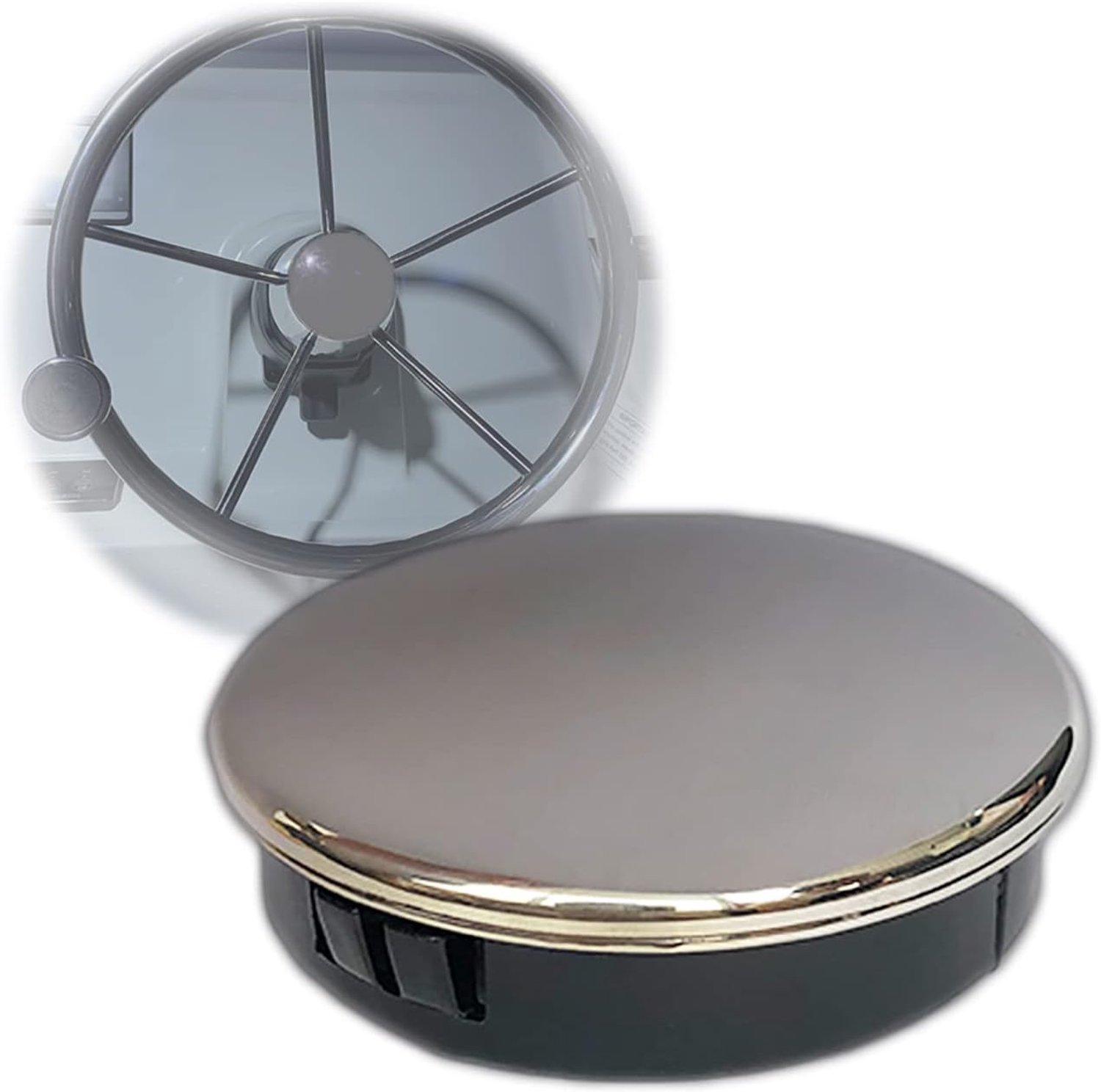 Stuurwiel center cap 2-1/2 inch - roestvrij staal - beschermt centrale hub - verbeterde uitstraling - Vemera