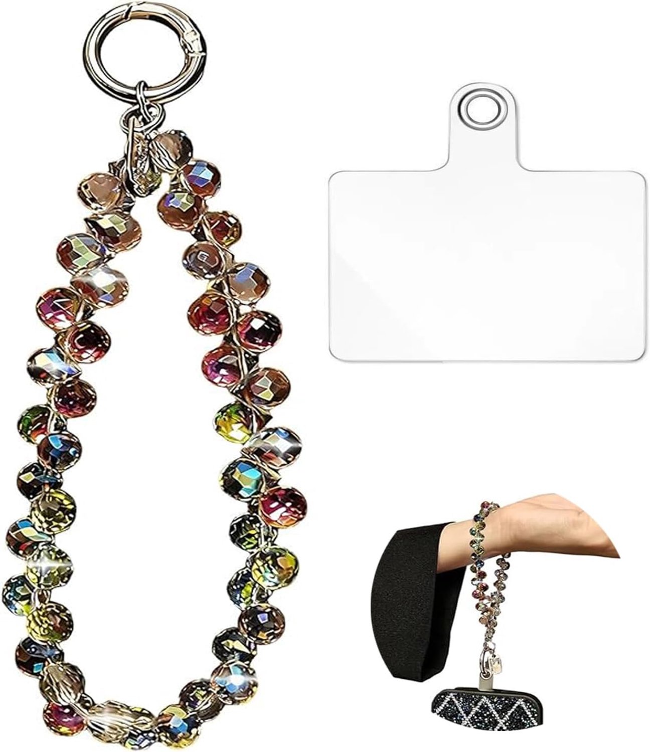 Telefoon polsband - sprankelende kristallen - handsfree lanyard voor mobiel en camera - m-winkel