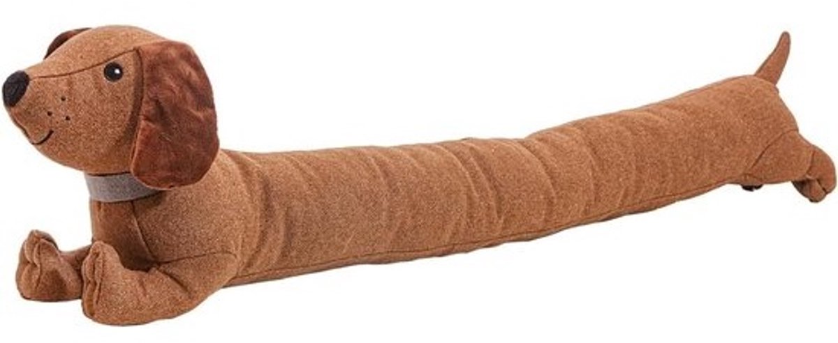 Worsthond tochtstopper - Tochtwering dier - Tocht buiten houden - Schattig ontwerp - 86 cm lengte - Bruin