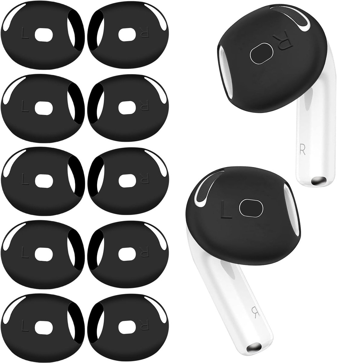 5 Paar Ultra-Dunne Silicone Oorkussens voor Draadloze Oordopjes, Geschikt voor Diverse Modellen (Zwart)