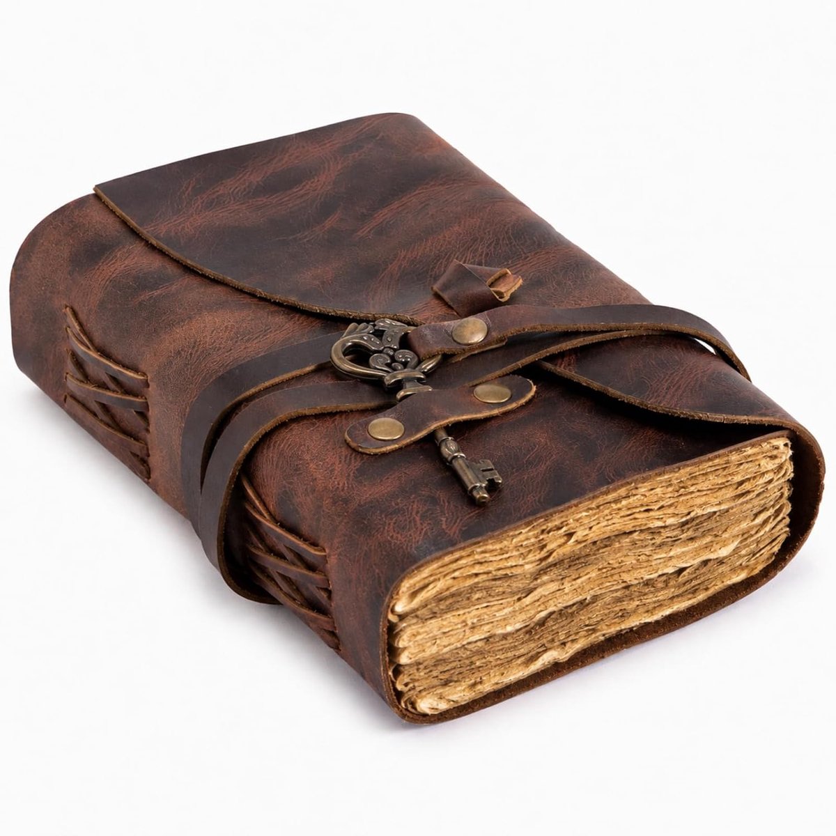 lederen dagboek - antiek handgemaakt Deckle Edge vintage papier lederen gebonden dagboek - boek van schaduwen dagboek - lederen schetsboek - tekendagboek - geweldig cadeau (roodbruin, 7,5 x