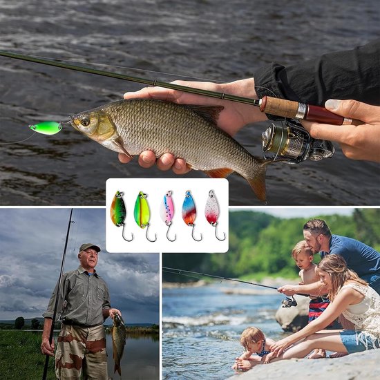 Set van 10 Spinner Spoons met Opbergdoos voor Vissen, Ideaal voor Forel, Snoek en Karper, 2.5g/3.5g/5g — afbeelding 3