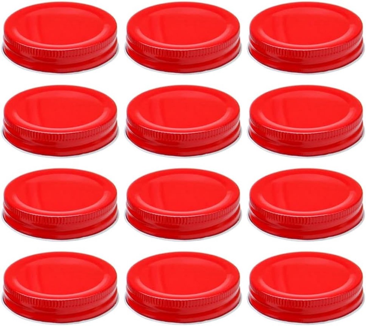 Glazen Deksel 70 mm - Set van 12 Herbruikbare Schroefdeksels voor Mason Jars, Ideaal voor Inmaken en Bewaren