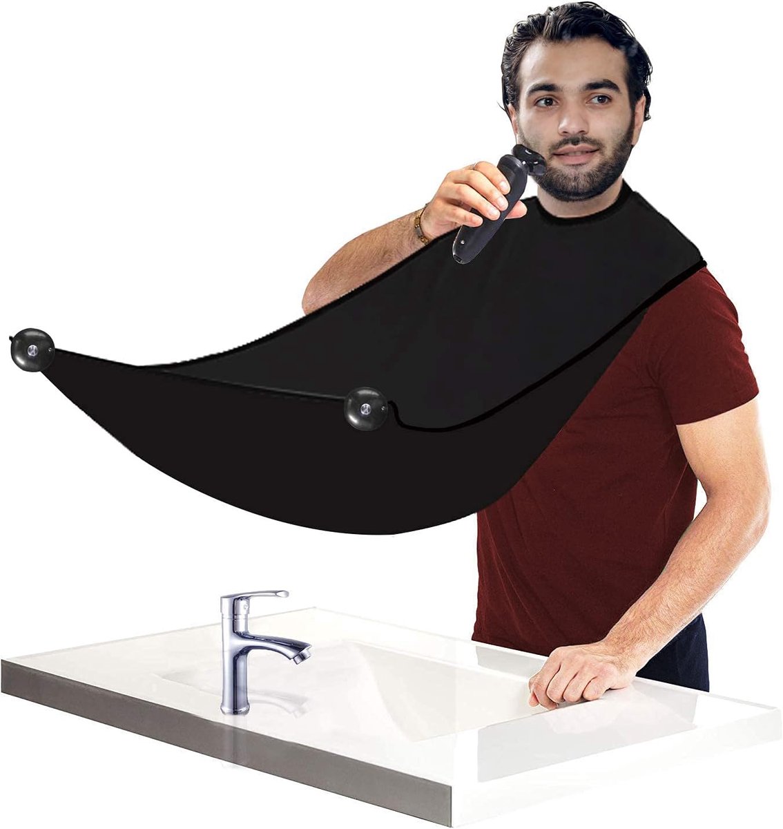 Slabbetje voor baardscheren, baardschort voor heren, met zuignappen, baardschort voor baardvorming, baardschort voor echtgenoot