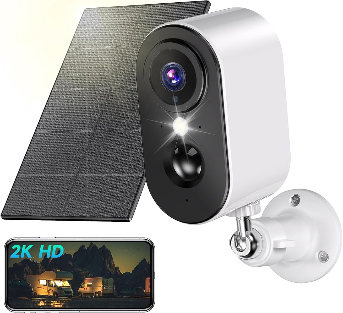 2K bewakingscamera, wifi, voor buiten, draadloos, batterij