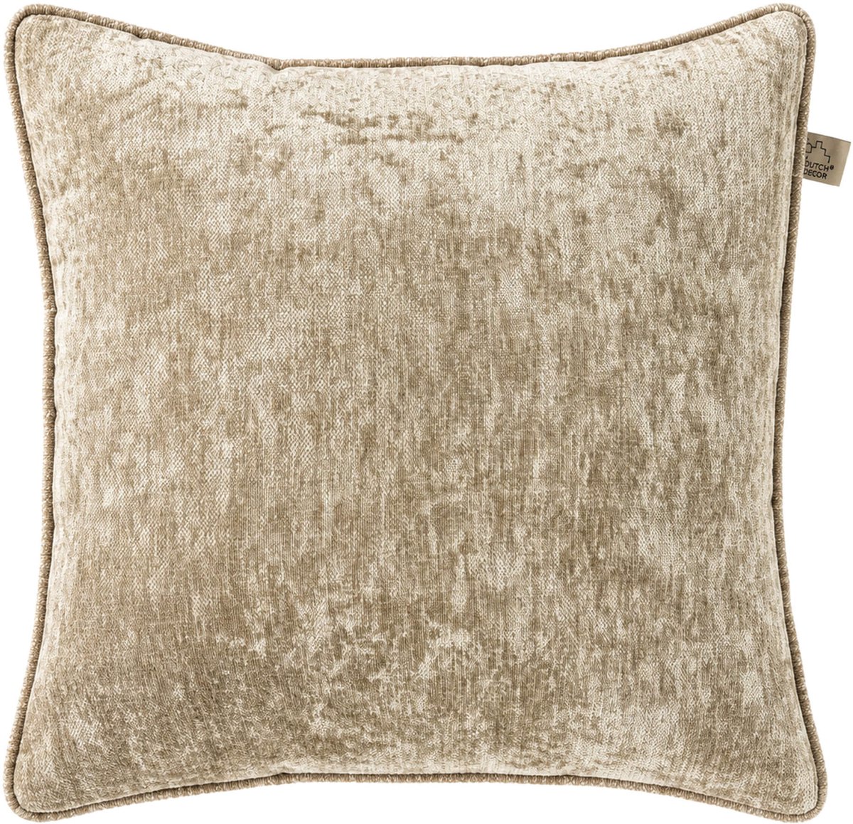 Dutch Decor LEWY - sierkussen 45x45 cm - glansvelours - Pumice Stone - beige - Inclusief binnenkussen - Luxe kussens voor woonkamer & bank