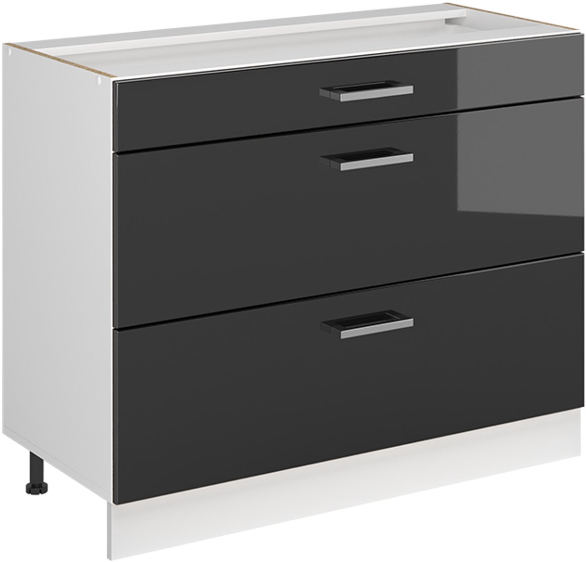 Vicco Keukenonderkast R-Line, Antraciet Hoogglans/Wit, 100 cm zonder werkblad