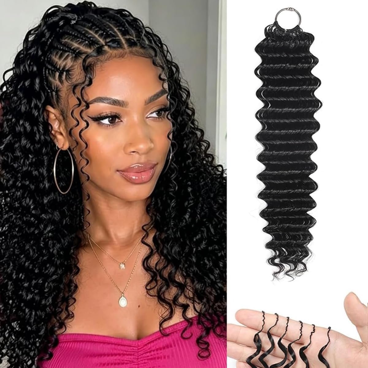 Crochet Human Hair Bundles Deep Wave streng 22 inch 60g Braziliaans