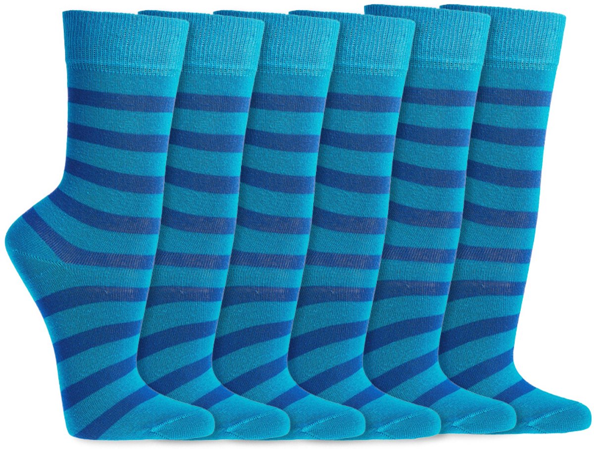 Biologische Kindersokken | Vrij Van Schadelijke Stoffen | Merk: Socks4fun | Maat: 19 T/M 38 | Kleur: Blauw | 6 Paar