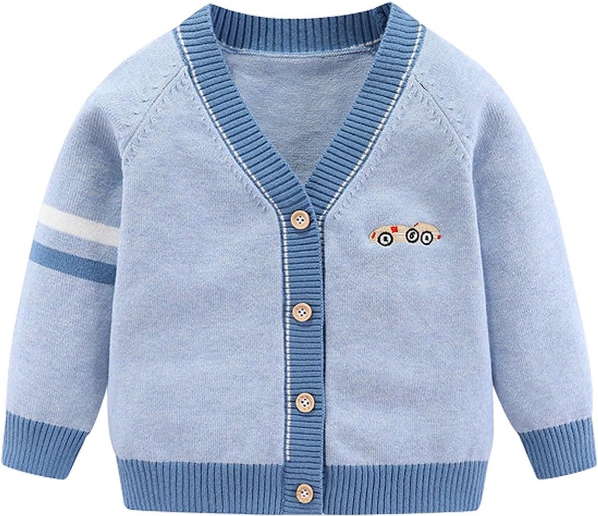 Jongens Vest Kleine Jongens V-hals Katoenen Trui Kinderen Lange Mouwen Jas Gebreide Knopen voor Herfst en Winter
