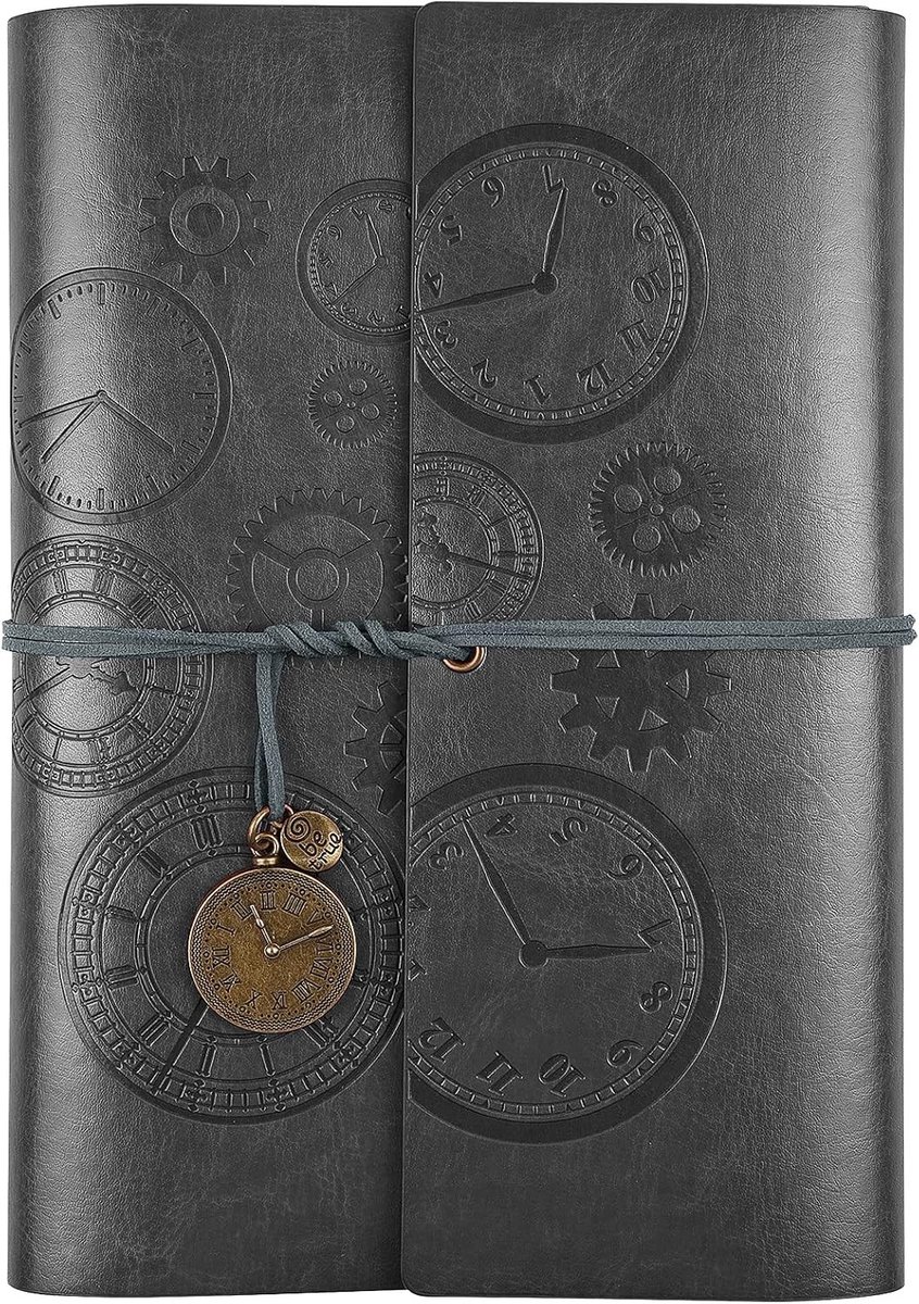 Leren notitieboek - Grijs - A5 - PU-leer met vintage spiraalbinding - Navulbaar dagboek voor schrijven en reizen