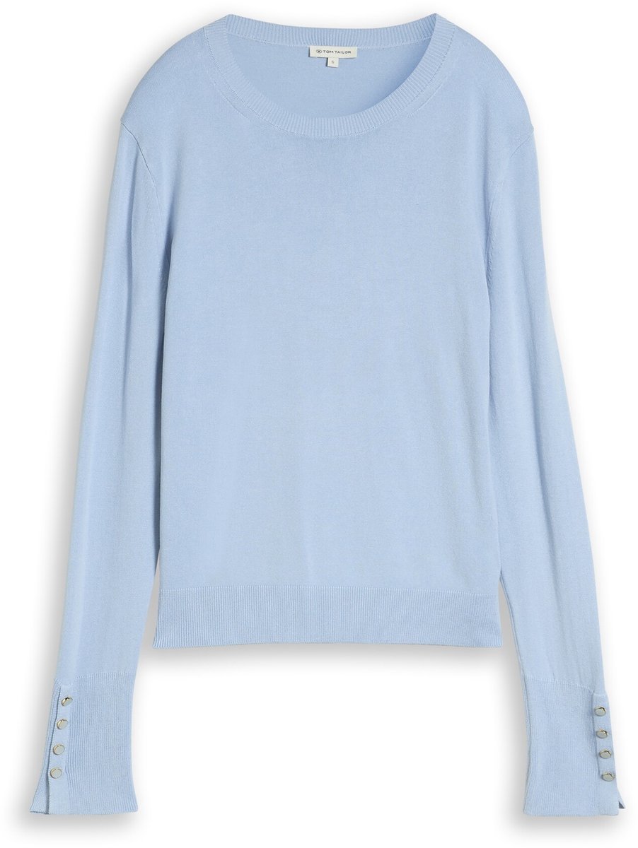 Tom Tailor - Gebreide trui met knoopdetails - Maat XS - Kentucky Blue
