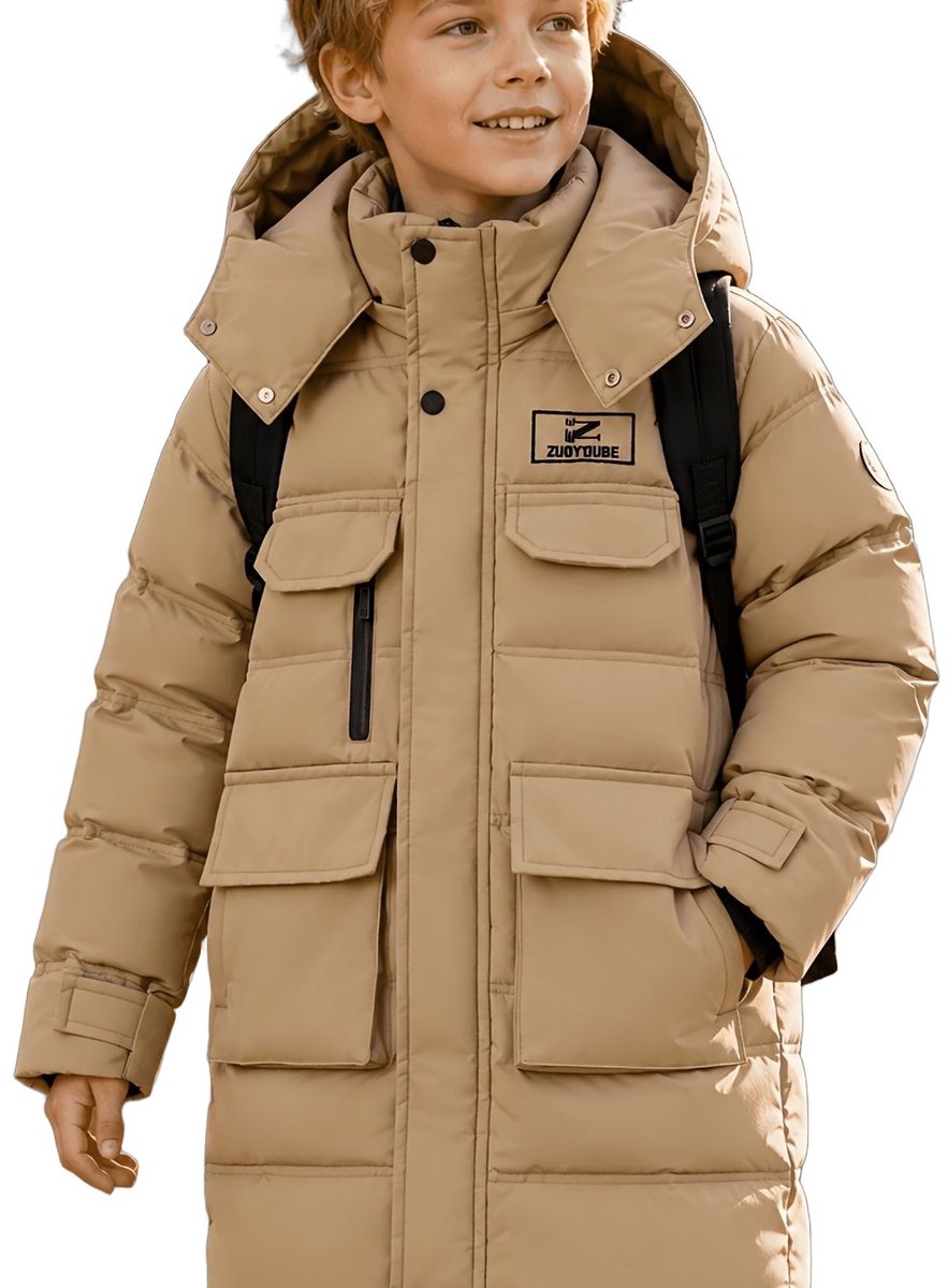 Currero Winterjas Parka Jongens Lange Jas Wintermantel Overjas Gewatteerd Waterdicht Winter Stijlvol Mantel Kinderen 12 Jaar Creme