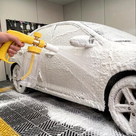 Schuimpistool voor autowas, 22 mm/14 mm opzetstuk, perslucht schuimlans voor hogedrukreiniger, universeel schuimkanon met 1 liter tank voor dicht schuim, professionele reiniging van auto's en — afbeelding 5