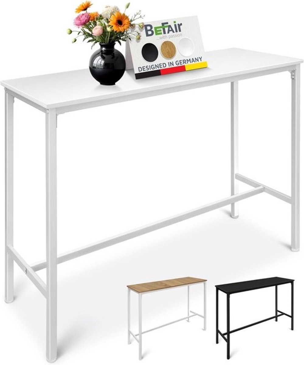 Hoge eettafel - Bartafel statafel - Keuken wonen - Met voetensteun - 120x40x100 cm - Wit
