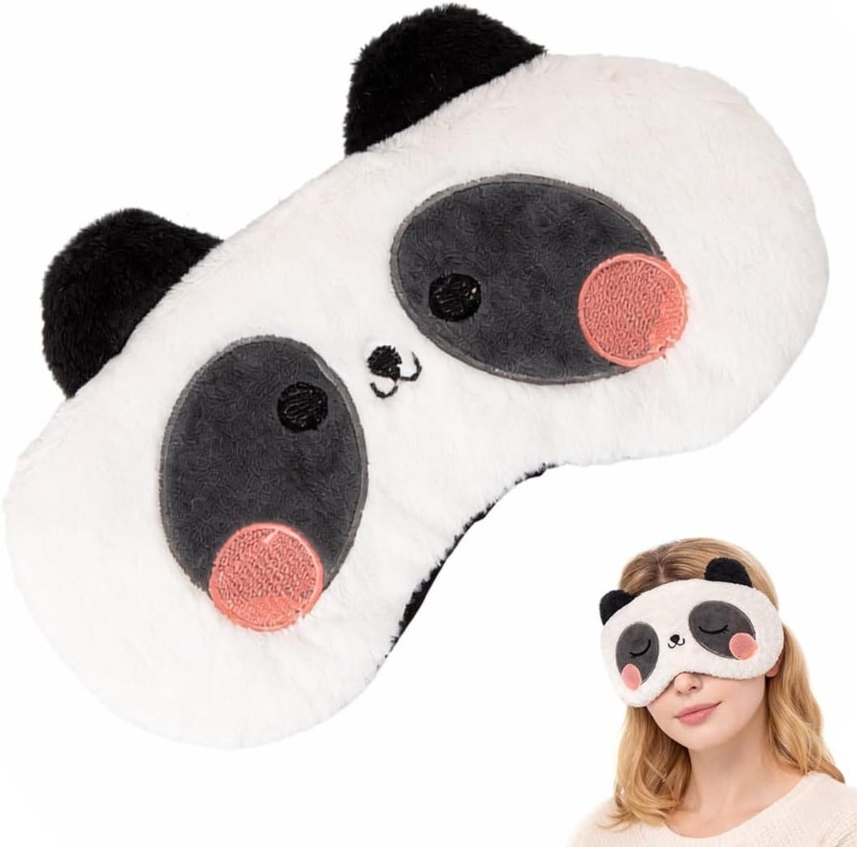 Zacht Pluche Slaapmasker met Panda Motief, Grappige Emoticons, Ideaal voor Reizen en Ontspanning, Geschikt voor Kinderen en Volwassenen