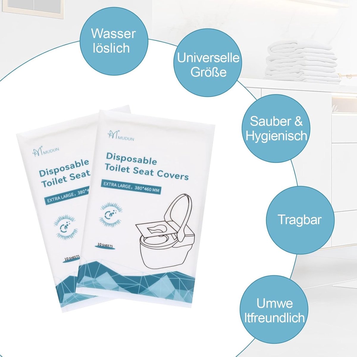 Verkrijgbaar: 50 Wegwerp Toiletbril Covers, Wateroplosbaar en Hygiënisch, Ideaal voor Reizen en Zakenreizen, Afmetingen 46x38 cm