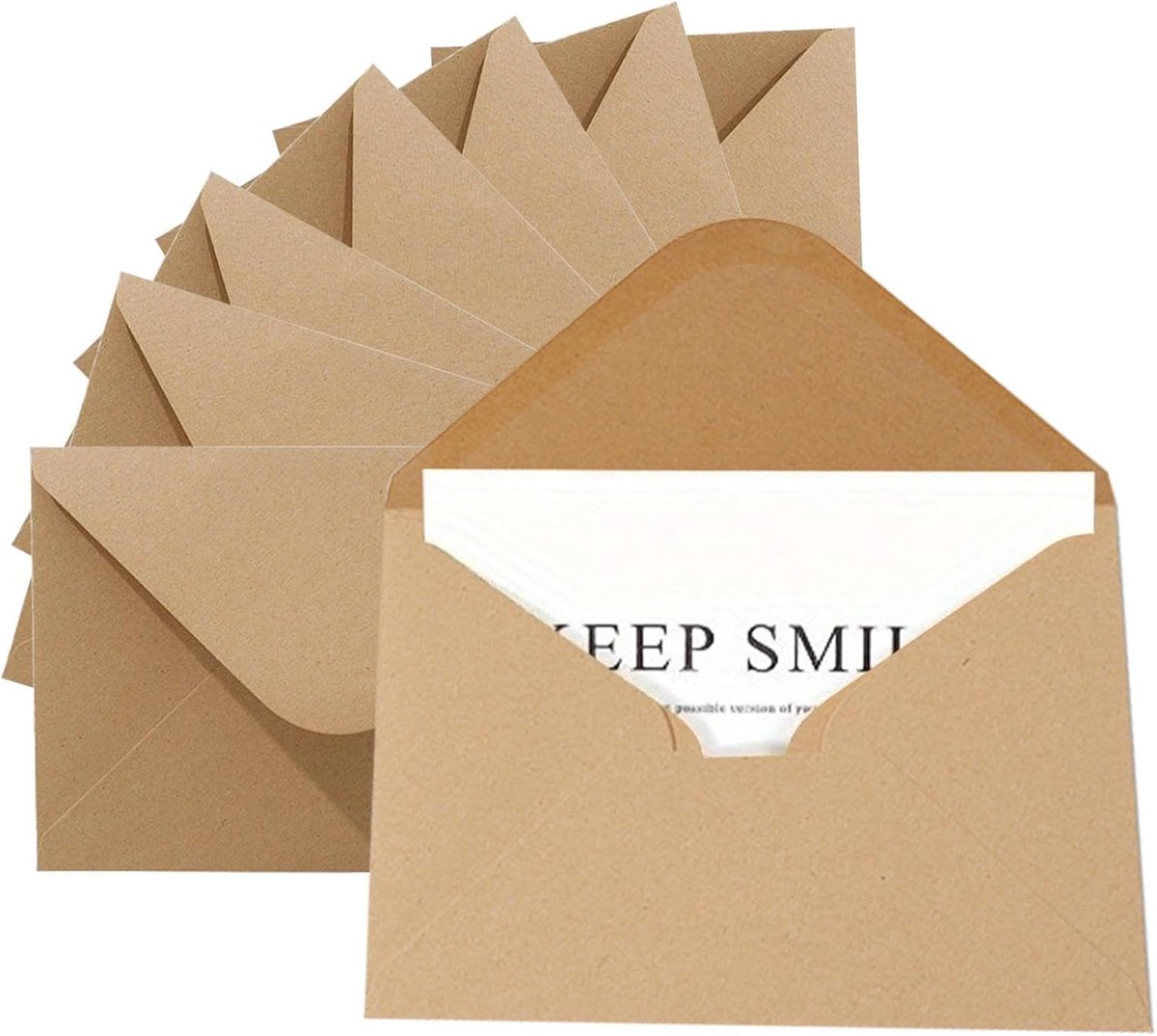 Vintage kraftpapier, bruin, enveloppen zonder venster, kraftpapier, enveloppen met natte lijm, kraftpapier, enveloppen voor wenskaarten, verjaardagskaarten, uitnodigingen, 50 stuks