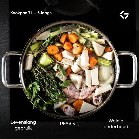 Kookpan 7 L - 24 cm - 5-laags - PFAS-vrij — afbeelding 2