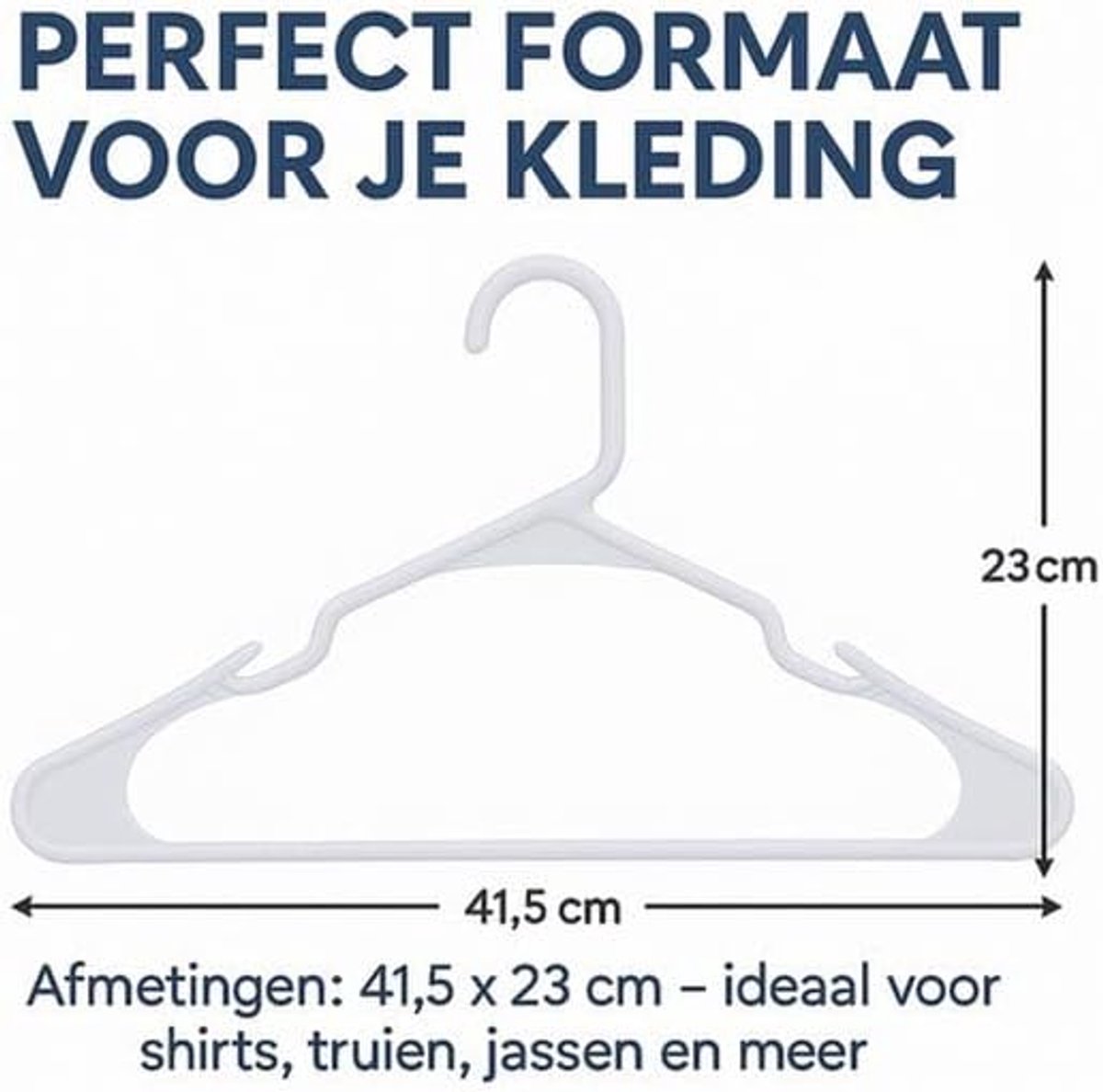 - Kunststof - Met Inkepingen - Ruimtebesparend - 50 Stuks - Lichtgewicht - Voor Broeken - Blouses - Shirts - Volwassenen - Kinderkleding - Wit
