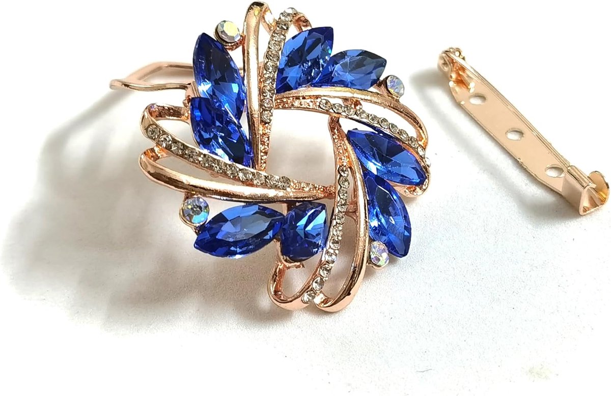 Strass Sjaal Ring met Broche Pins voor Vrouwen - Sjaal Gesp Broches 2 gebruik Rose Gold Base Quadrate Cystals voor Bruiloft