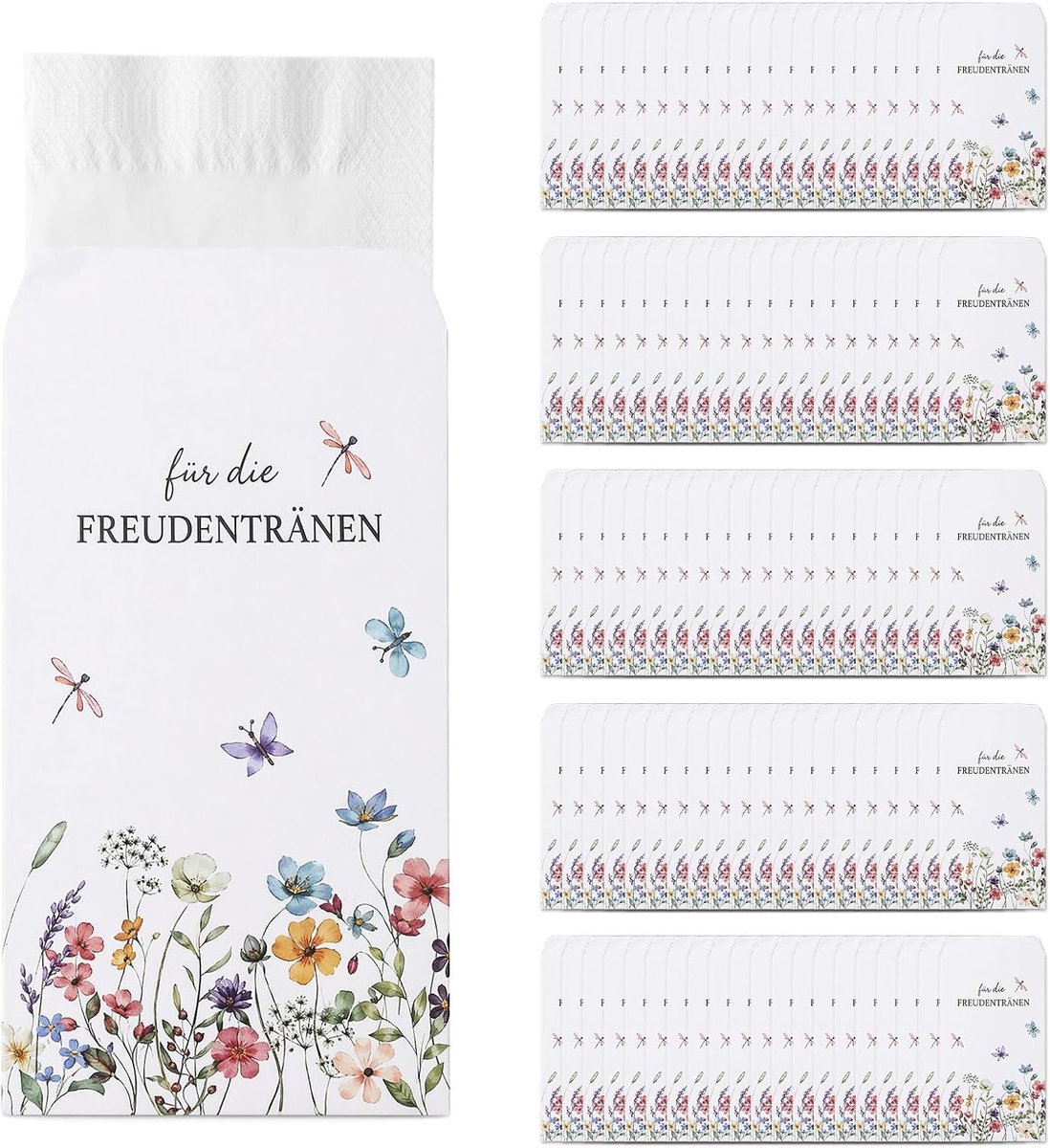 100 zakdoekjes, vreugdetranen, bruiloft, met kleefpunten