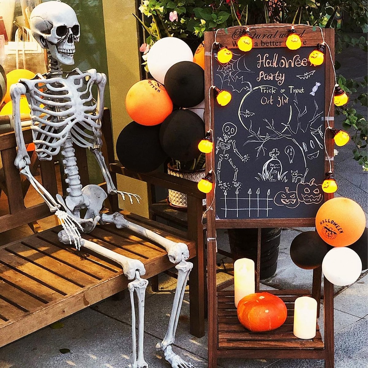 Skelet, 165 cm volledige grootte skeletten verstelbaar, Halloween buitendecoratie, Halloween beweegbare gewrichten skeletten, full body skeletten voor Halloween kerkhof tuindecoraties