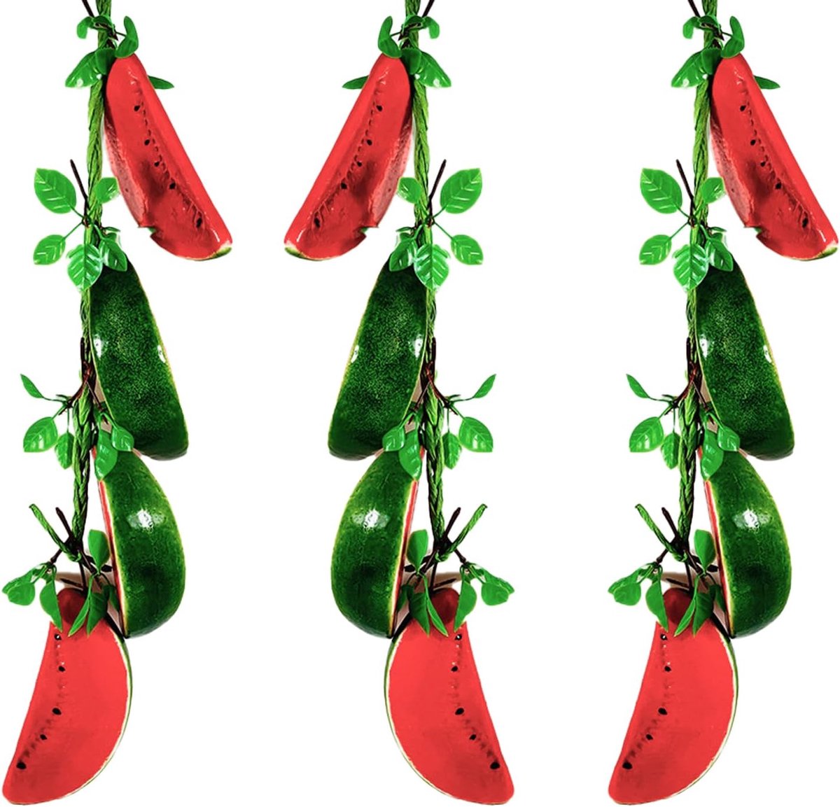 3 stuks gesimuleerde watermeloen-hangspiesen, simulatie watermeloendecoratie, kunstmatige hangende watermeloen, fruitornament, hangende watermeloenhanger, wooncultuur, fruitmodel