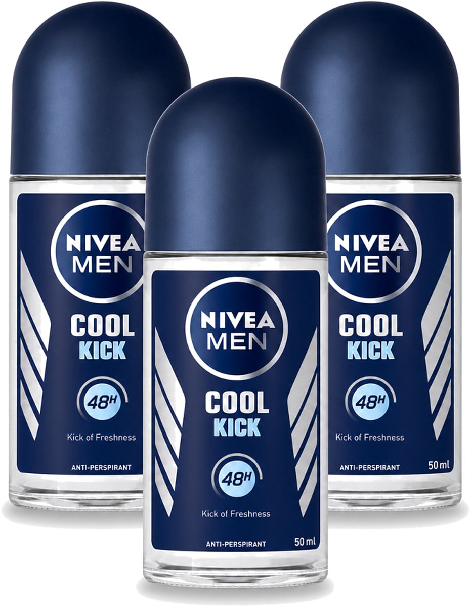 3 x Nivea - Deo Roll-On - Men - Cool Kick FM - Anti-Transpirant - 50 ml - Bulkverpakking - 3 stuks