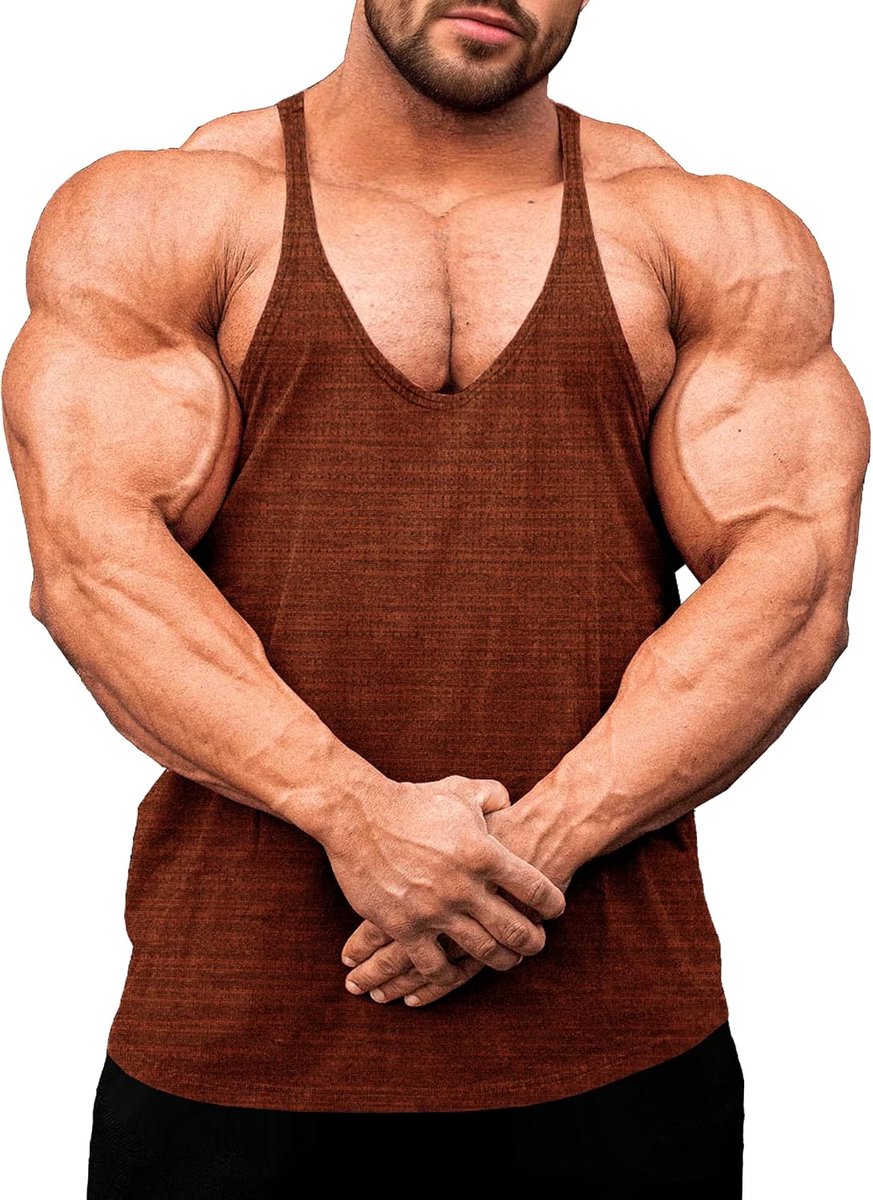 Heren Fitness Stringer Spier Tank Top, Y-Back Gym Drager Shirt, Bodybuilding Spiershirts Mannen Sneldrogend