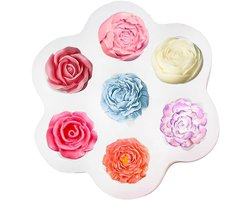1 Pcs 7-Hole Flower Silicone Mold, Multi-Color Rose Peony Mold For Baking, Cake, Soap, Candle, Plaster Crafts, Oven Microwave Dishwasher Safe (-40°C to 230°C), Easy Clean Kitchen Baking Tool