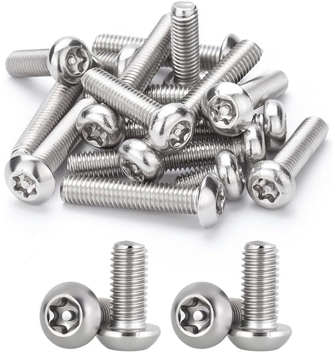 25 stuks Torx-veiligheidsschroeven met platte kop, verschillende maten M2,5/3/4/5 mm, sabotagebestendige bevestigingen van roestvrij staal 304 met steraandrijving voor machines, elektronica, auto,