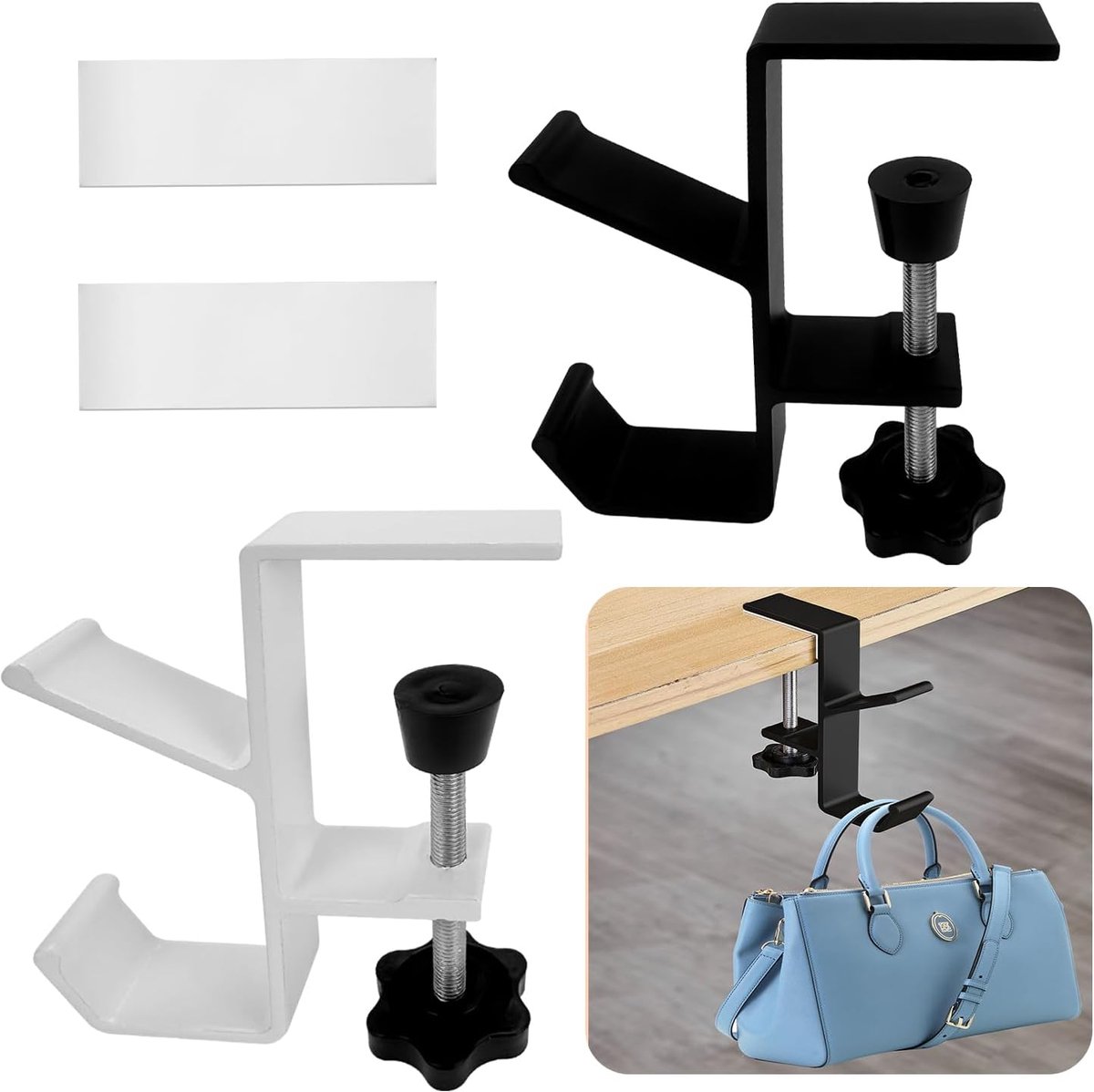 Set van 2 hoofdtelefoonhouder, hoofdtelefoonhouder, gaming-hoofdtelefoonhouder voor kantoor, universele houder van aluminiumlegering voor alle gaming-headsets/bureau-hoofdtelefoon (zwart,