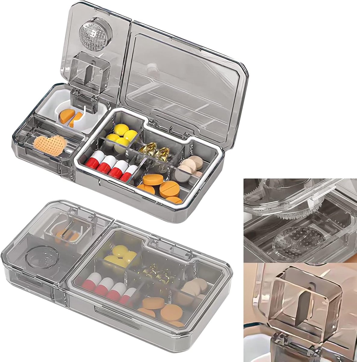 Draagbare en Waterdichte Medicijn Doos met 5 Compartimenten voor Dagelijks Gebruik en Reizen - Compact en Handig voor Pillen en Supplementen - Grijs