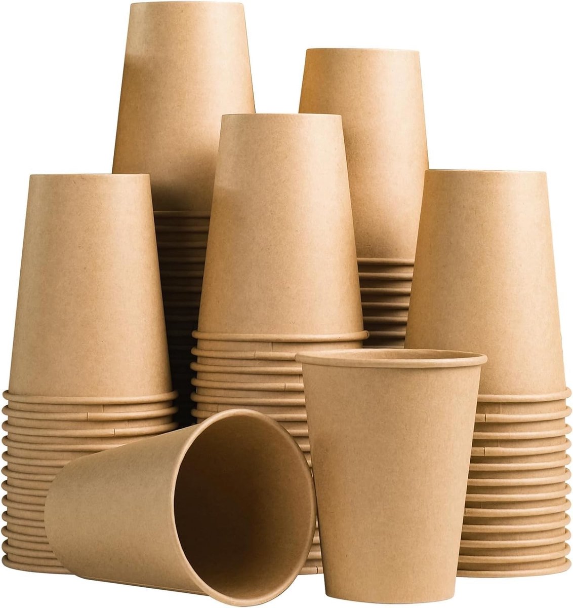 Herbruikbare koffiebekers - Bruin - 250 ml - Kartonnen Wegwerpbekers - Voor Koffie en Feestjes