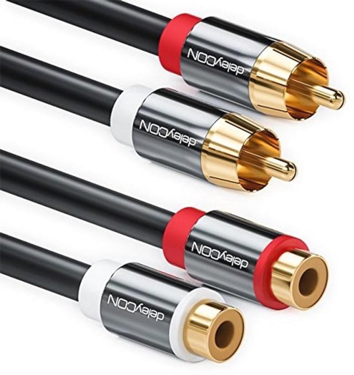 3m Cinch RCA Verlengkabel - Stereo Audiokabel 2x Male naar 2x Female - Met Vergulde Metalen Stekkers