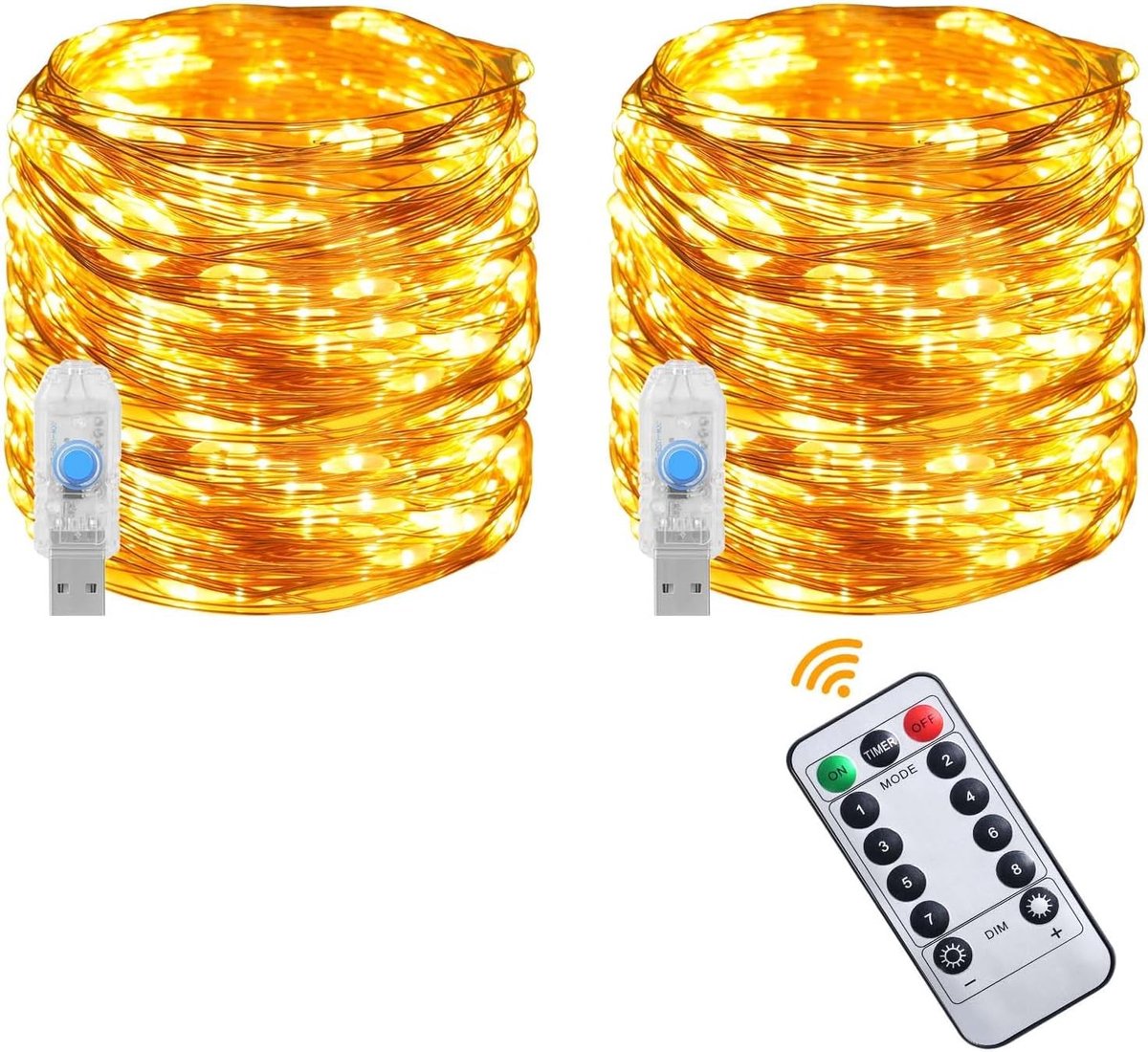 LED Sfeerverlichting met Afstandsbediening, 10m 100LED, 8 Modus en Timer voor Kerst, Slaapkamer, Feest en Tuin Decoratie