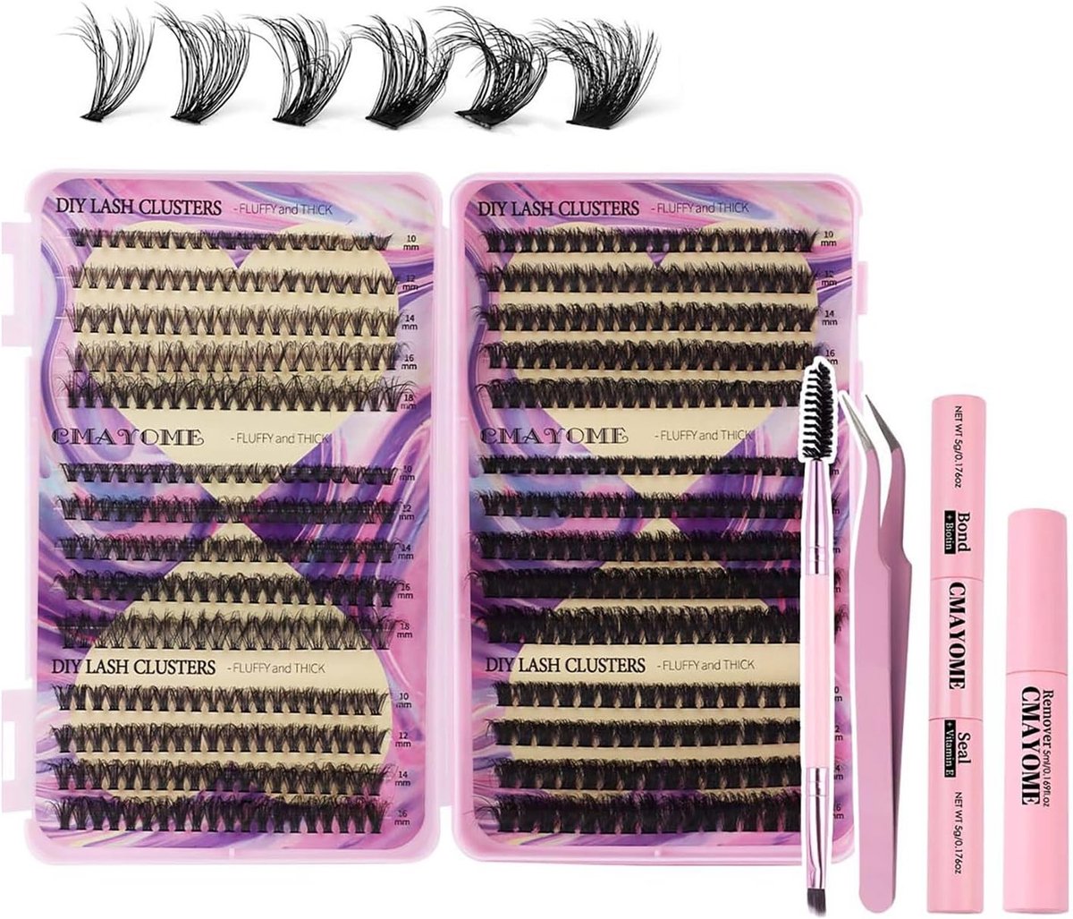 Individuele Wimperextensions Set met 544 D Curl Wimpers, Mascara Borstel, Applicators en Pincet voor Natuurlijke Valse Wimpers, DIY Wimperlook en Wimperstyling