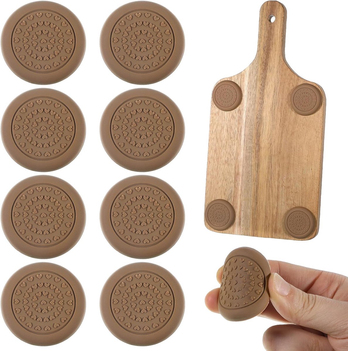 8 stuks rubberen voetjes voor snijplank, anti-slip snijplankpoten, zelfklevend, waterdicht, geluidsreducerende siliconen pads voor meubels en aanrechtbladen