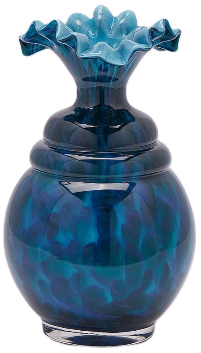 EDG - Vaas- Glas - blauw - D19 x H31 cm - Opening 3,5 cm