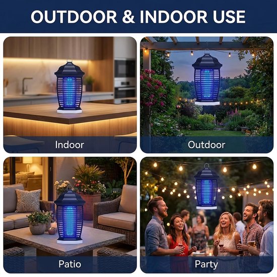 Insectenverdelger Elektrisch 4000V, 18W UV-Lampe Sterke Elektrische Insectenval Muggenlamp, Elektrische Vliegenval Muggenval Muggenafweer voor Tuin Binnen en Buiten (1,8M) — afbeelding 5