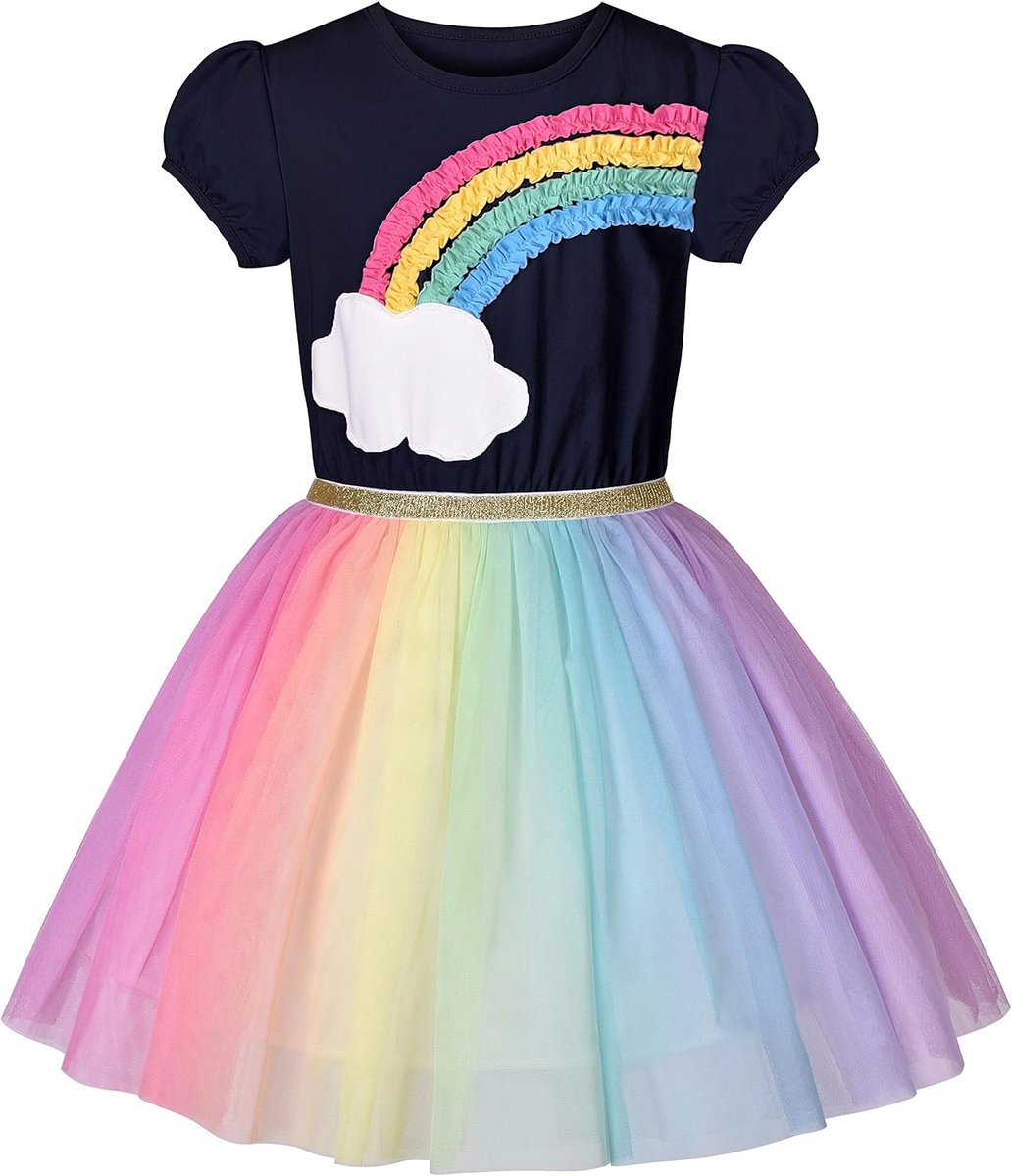 Regenboog Tule Rok Korte Mouwen Verjaardagsfeest