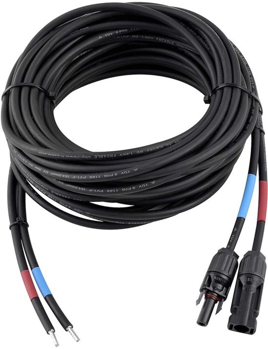Professionele 6mm² Zonnepaneel Verbindingskabel 8 Meter met IEC 60227-10 Stekkers voor Laadregelaar