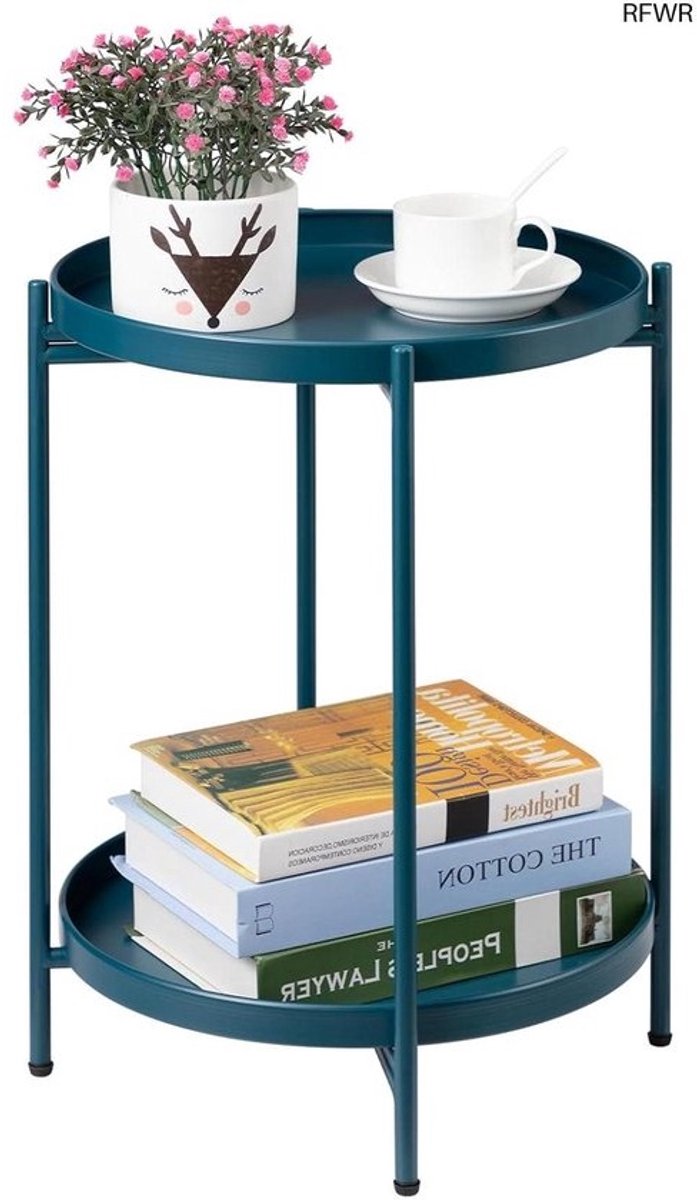RFWR® Ronde Bijzettafel Met 2 Lagen - Multifunctionele Snacktafel voor Woonkamer, Slaapkamer, Balkon en Terras