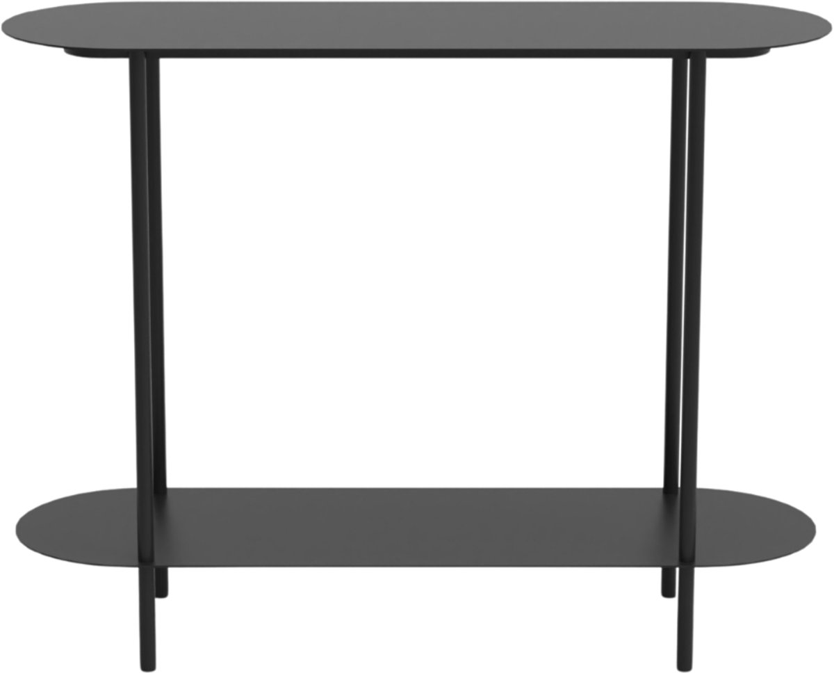 CALICOSY - Zwart metalen sidetable met twee niveaus H77 cm - SASHA