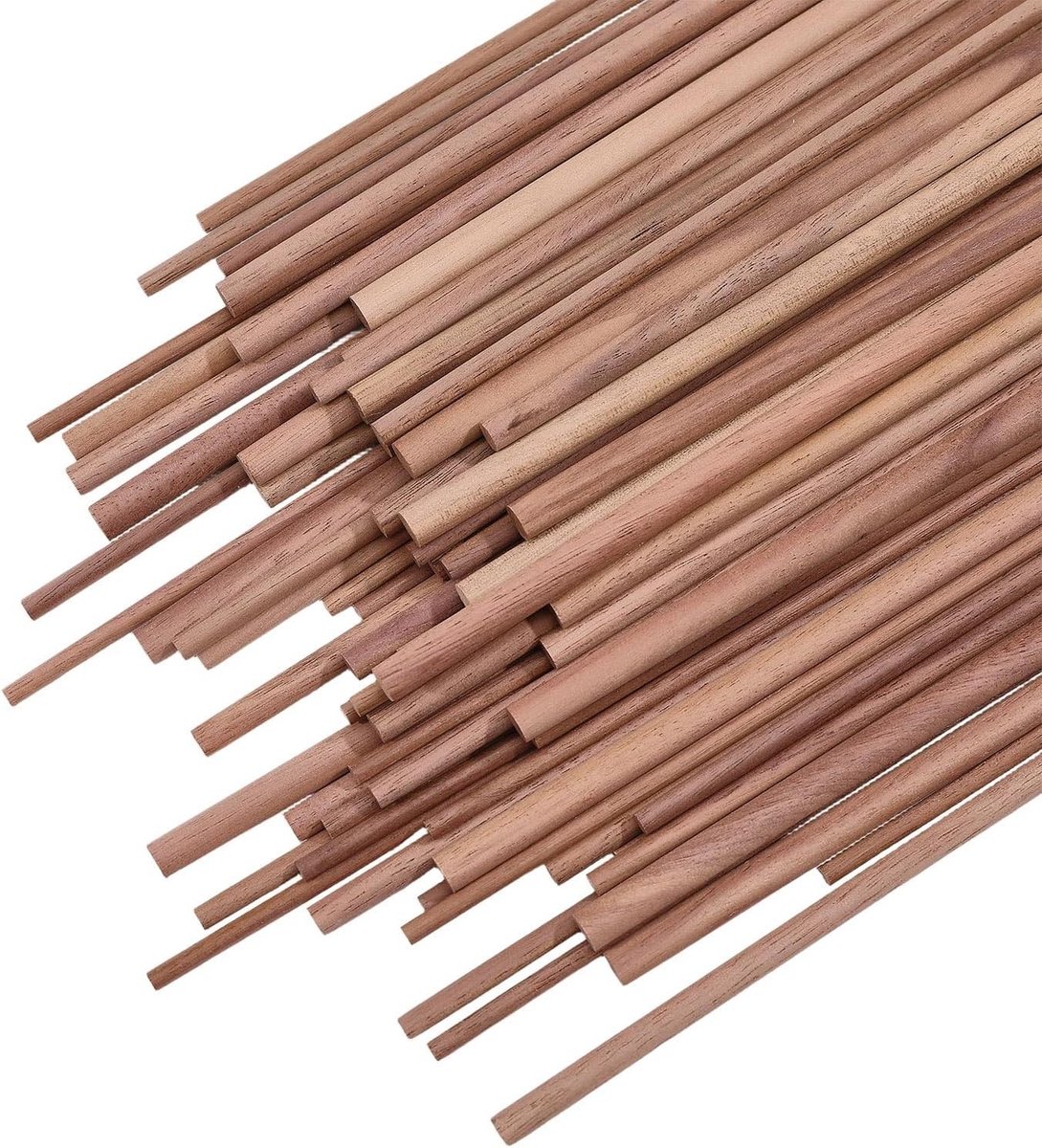 Natuurlijke Walnoot Pluggen 64 Stuks - Houten Dowel Stokken van 16 cm voor Houtsnijwerk, Modelbouw en Macramé Creaties