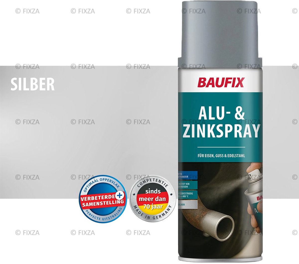 BAUFIX Aluminium Zinkspray – Anti Roest Spray voor Metaal – Corrosiebescherming voor Staal en Verzinkt Metaal – Sneldrogende Zink Coating Spuitbus – 400 ml