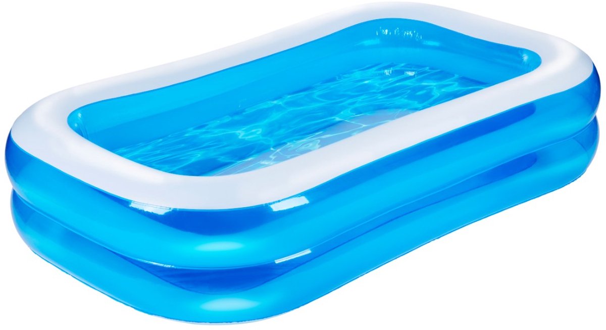 Eddy Toys Opblaas Zwembad – Opblaasbaar Zwembad met Drainageplug en Reparatiepatch – Kinderbad en Peuterbad – 207 x 132 x 46 cm – Kinderzwembad – Opblaasbare Zwembaden – Blauw