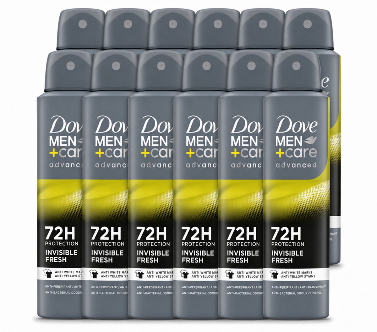12 x Dove Men+Care Deodorant Spray - Invisible Fresh - 150 ml - Voordeelverpakking - 12 stuks