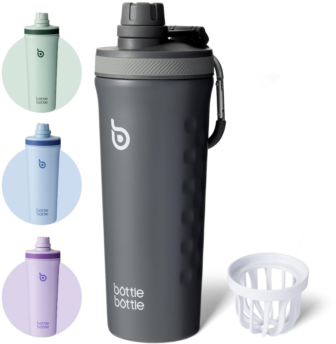 Elzusha - Geïsoleerde Shaker Bottle van RVS met Draadklopper, 26 oz